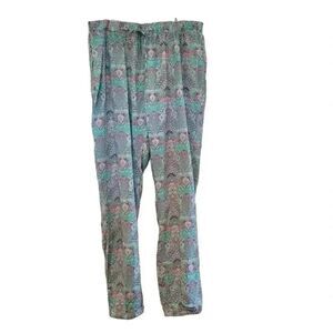 BLACK Butterfly Women's Turquoise/Pink Drawstring Pajama Lounge Pants NEW